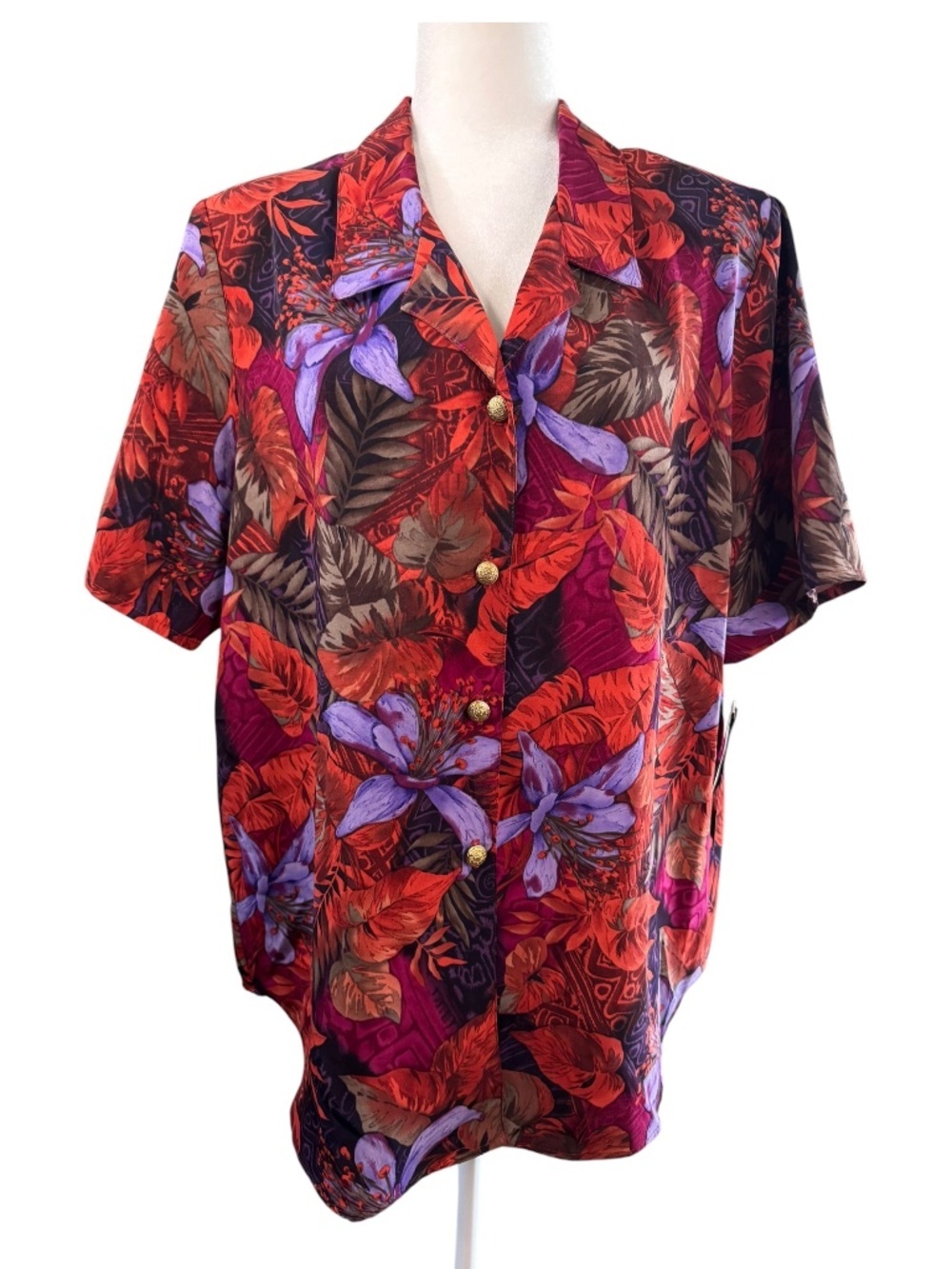 Maggie Sweet Button Down Shirt Size Large Tropical Floral Print